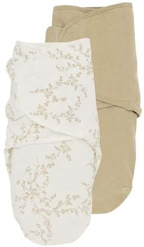 Meyco Baby Branches/Uni Pucksack 2er Pack, Erstausstattung Neugeborene (Pucktuch für Babys ab 0-3 Monaten, weicher Schlafkomfort, atmungsaktiv und feuchtigkeitsabsorbierend, Einschlafhilfe), Sand
