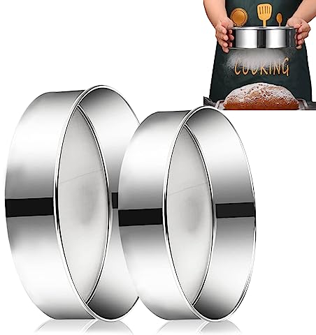 2 Piezas Tamiz de Harina de Malla de Acero Inoxidable Tamiz de Harina Profesional Redondo Tamiz Malla de Filtro de AzúCar, Juego de Tamiz Fino de 15/20 Cm, Tamiz de Harina de Malla 40