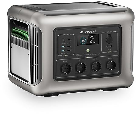 ALLPOWERS R2500 V2 Tragbare Powerstation 1920Wh, LFP-Akku mit 4500+ Zyklen, Solargenerator mit 4x 2500W AC Ausgängen, 1 Std 100% Schnell Aufladen Mobiler Stromspeicher für Zuhause Camping Wohnmobil | Solargenerator mit 4x 2500W AC Ausgängen, 1 Std 100% Schnell Aufladen Mobiler Stromspeicher für Zuhause Camping Wohnmobil