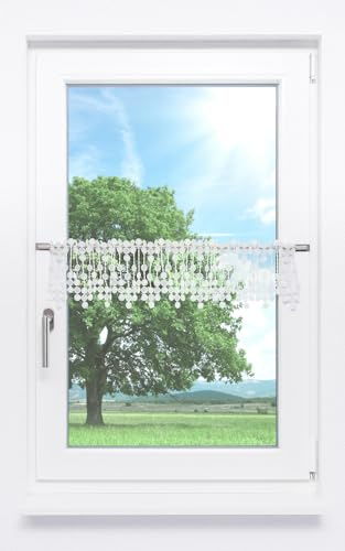 Plauener Spitze Scheibengardine Pearl (BxH) 96cm * 18cm weiß