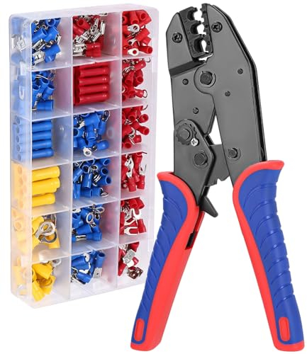 Crimpzange Kabelschuhe Set für 0,5-6mm²Kabelschuhzange mit 400 Stück Kabelschuhen Crimpzange mit Ratschenfunktion Kabelschuh für Zange Haushaltsgeräte DIY Verbindung, Fahrzeug Schaltung Wartung
