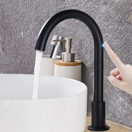 XJTNLB Wasserhahn mit Sensor Warm Kalt Waschtischarmatur Sensor Batterie Mischbatterie Waschbecken,Schwarz,B