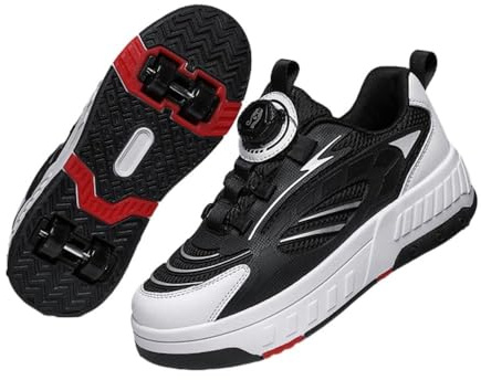 ENEN Chaussure a Roulette, Chaussures a roulettes Retractable Garçons, Basket Roulette pour Enfant Fille, Roller 4 Roues Déformable Adolescents pour Intérieur Extérieur