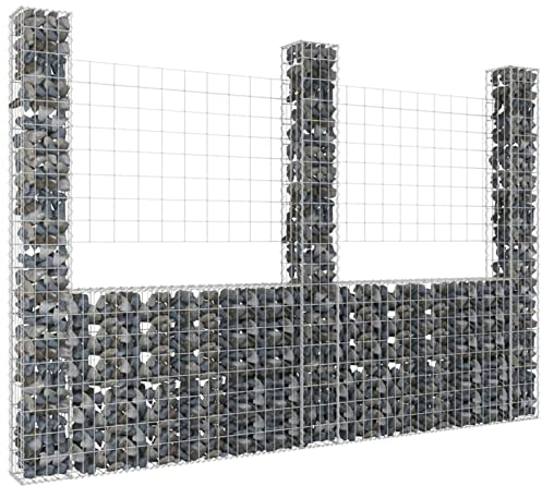 ShGaxin Gabbione a U con 3 Pali in Ferro 260x20x200 cm,Gabbione a U,Gabbione per Sassi,Gabbione Rete Metallica-151290