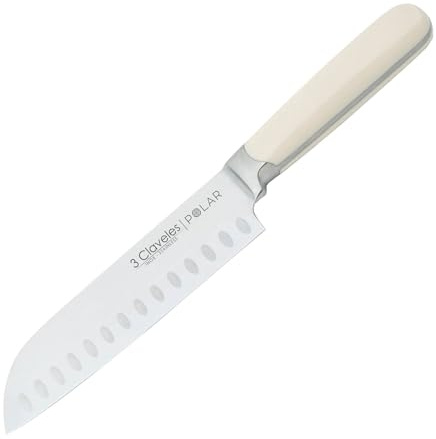 CUCHILLO FORJADO DE ACERO INOXIDABLE CON MANGO BLANCO ABS SANTOKU POLAR 17,5 cm - 7 E 3C