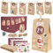 RUBY Calendario de Adviento, 24 bolsas para calendario de Adviento DIY, Calendario de Adviento infantil con pegatinas navideñas y cordel de yute, Adecuado para Navidad