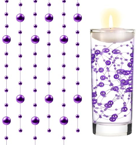 5m Wasserperlen Durchsichtig für Vasenfüller Schnur Perlen,Schwebende Perlen Wasser Vase Deko Weihnachtsperle für Hydroperlen,Schwimmende Kerze Perlenkette,Tisch,Hochzeit,Party Dekor (Lila)