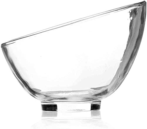 OQHAIR Clear Round Glass Bowl,Creative Dessert Bowl,Serving Bowl Salad Bowl For Home Party Event,Multifunctional Crystal Fruit Bowl,Slant Cut Ice Cream Bowl(Size: 3 Pcs,Color:Glass)