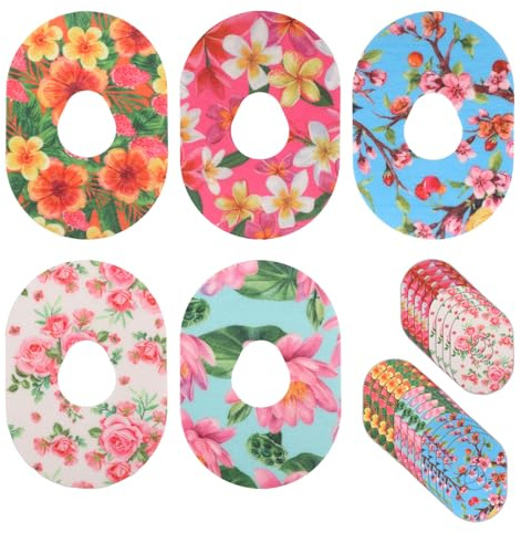 25pcs Patchs Adhésifs pour Dexcom G7, 5 Styles Tissu Non Tissé à Motif Floral Kit Patchs pour Glucomètre Patch Autocollants Respirants pour Capteur Glucose Compatibles avec Dexcom G7
