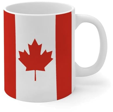 Wodevor Tazza da viaggio in ceramica bianca con bandiera del Canada, divertente per la casa, lucida, regalo per la festa della mamma e fidanzamento, per colleghi, zio, 325 ml