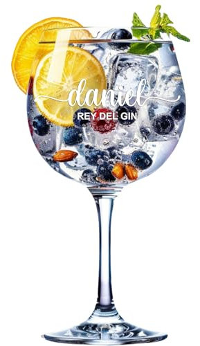 Lasernauten Copa de Gin Tonic Personalizada con Nombres, Copa de Balón grabado Láser, Vaso cristal cóctel y cubata