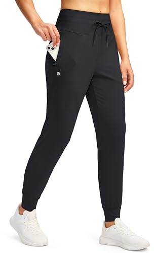 G Gradual Women's Joggers Pants with Zipper Pockets High Waisted Sweatpants Athletic Tapered Pants for Women Lounge Workout(Black,XL)