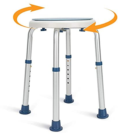 Taburete de ducha giratorio – Asiento de baño ajustable, antideslizante, ligero, silla de bañera para personas mayores, discapacitados