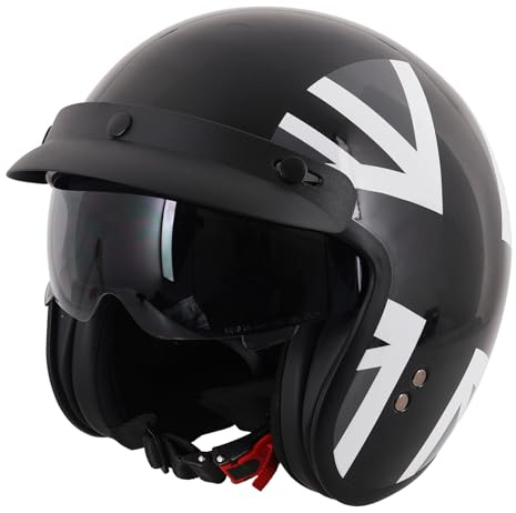 Stealth Open Face Motorcycle Helmet ECE 22.06 Approved UK Road Legal Scooter Motorbike Helmet (Mono Jack W/ Peak, XXL)
