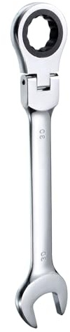 QUARKZMAN Llave de Trinquete de Cabeza Flexible 30 mm con Cabeza Giratoria de 180° Trinquete Métrico, Llaves Combinadas de 72 Dientes, Trinquete de Extremo Abierto de Acero al Cromo-Vanadio