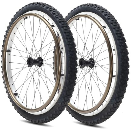 1 paire de roues arrière de fauteuil roulant de sport de 24 pouces, roues de fauteuil roulant d'extérieur tout Terrain 24 × 1.95 (50-507), roulements de 12.7mm