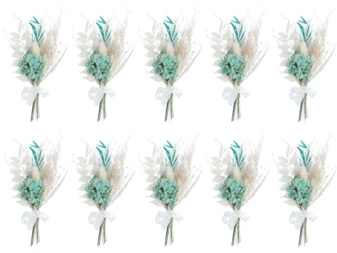 PATIKIL Mini Getrockneter Blumenstrauß, 10 Stück Pampas Naturgras Wildblumen mit Stiel Dekor Gipskraut Boho Blume für Basteln DIY Foto Requisiten Geschenk Hochzeit Dekor, Blau Grün