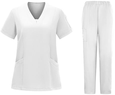 Uniforme Médicale Femme Ensemble Haut et Pantalons Professionnelle Soignante Vêtement Médical Offre Spéciale Tenue De Travail avec Haut et Pantalon Soldes d'été Vêtements de Travail et Uniformes