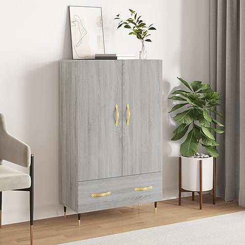 MOBCANT Highboard, Barschrank Buffetschrank Schränke TV-Schrank Geeignet für Küche Foyer Wohnbereich Schlafzimmer Grau Sonoma 69,5x31x115 cm Holzwerkstoff