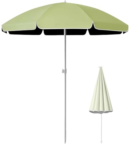 Ombrellone da Giardino Impermeabile da 180/220/240/260 cm con Protezione UV UPF50+, Portatile Ombrellone da Tavolo per Mercato all'aperto, Ombrellone da Spiaggia (Verde)(6ft(180cm))