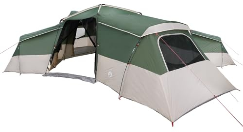 vidaXL Familienzelt Grün 833 x 585 x 216 cm Polyester, Abenteuerzelt, wasserdicht, Robustes Design, Familiencamping, Outdoor-Unterkunft, wetterfestes Kuppelzelt