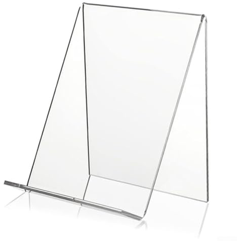 Eawfgtuw Espositore trasparente per libreria in acrilico con design obliquo per libri o presentazione di prodotti, scaffale in acrilico trasparente per la casa