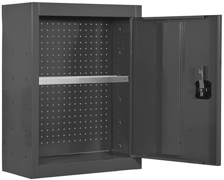 PROREGAL Werkzeugschrank hängend AMEGO | 1x Fachboden | HxBxT 65x50x27,5cm | Metall | Abschließbar | Anthrazit | Werstattschrank Hängeschrank