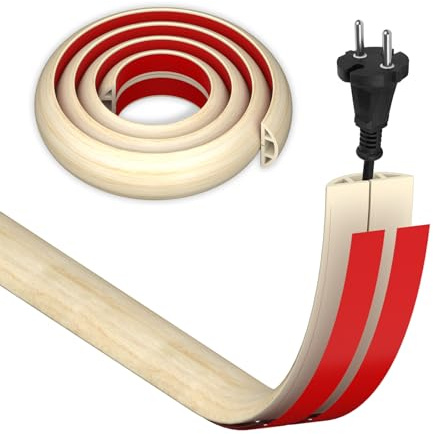 HEMENTEC Kabelkanal Weiß Selbstklebend, 3CMx3Meter Kabelkanal Flexible | Boden Kabelbrücke Fussboden, PVC Kabelschacht Leicht zu Schneiden Montage, Flach Kabelabdeckung zum Kabelschutz Haus, Büro