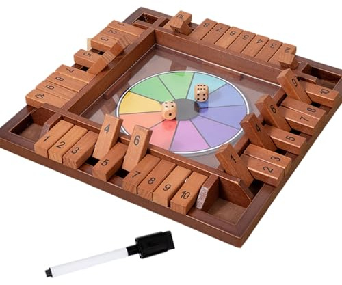 Holz-Würfelbrett – Klassisches Zahlen-Würfelspiel, Strategiespiel für Familien | Interaktives Gesellschaftsspiel für Erwachsene, Kinder, Zuhause, Büro, Reisen, Party, Gruppenspiel