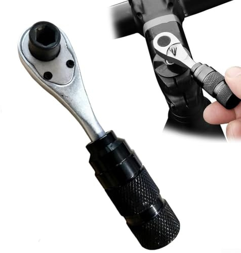 Bidirectional mini ratchet socket wrench 4 in 1 for 1/4 inch screwdriver bits, featuring smooth 5 degree rotation and detachable handle for easy task adaptation (wrench head)