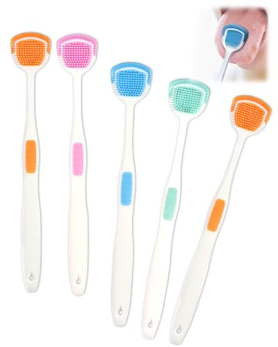 HUVZOR 5pcs Brosse à langue, grattoir à langue, gratte langue, nettoyeur de langue, brosse grattoir à langue, brosse nettoyeur de langue, brosse à langue aide à combattre la mauvaise haleine