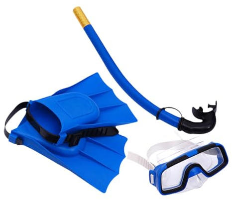 HONITANO Kit Snorkeling avec Tuba et Nageoires Réglables pour Garçons et Filles Équipement Natation Confortable pour Piscine et Mer Set Complet Bleu