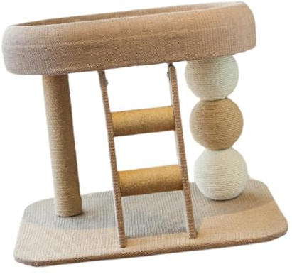 Gralara Y Cama para Gatos, Mueble de Centro de Actividades de 2 Niveles, Torre de Escalada, Casa de Juego para Gatos de Interior Que Descansan.