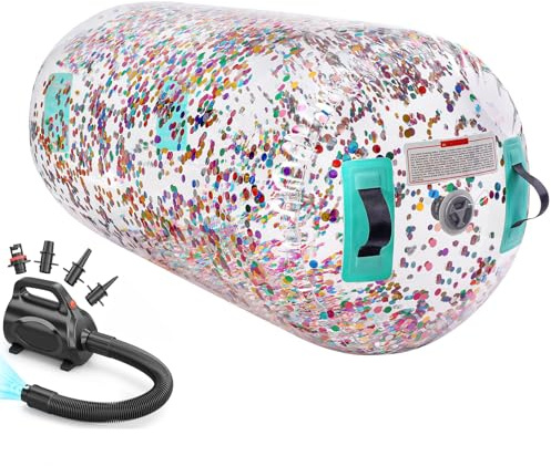 Air Rolle Turnen, Air Roll Aufblasbare Air Barrel Gymnastik Yoga Rolle mit Luftpumpe Tumbling Matten Trainingsmatte Gymnastikmatte Fitnessrolle