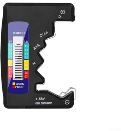 Testeur de batterie numérique avec écran LCD pour tester diverses piles y compris 9 V, 1 5 V, piles bouton AAA, AA, C, D, N avec construction ABS