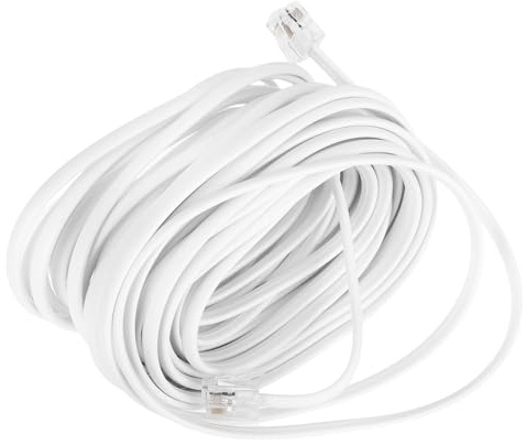Lurrose Prolunga Cavo Telefonico 7,62m Rj11/Rj14 6P4C per Telefono Fisso Filo Uso Domestico e Professionale Installazione Facilitata