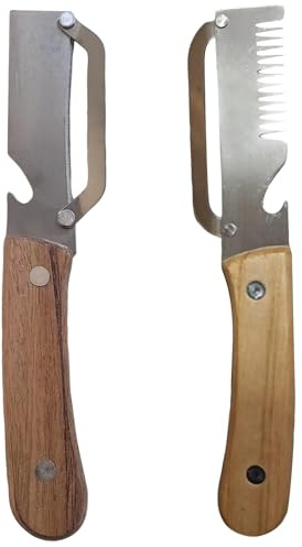 Topassion Sparschäler Edelstahl Schäler 2 In 1 Multifunktionaler Gemüseschäler Und Flaschenöffner Gemüse Obstschäler Spargelschäler Holzgriff 2 Stück Streifenschäler Küchen Multifunktionsschäler C