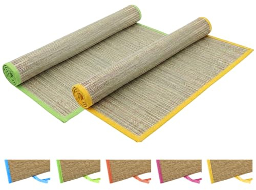 Tata Home SET 2 PEZZI Stuoia in Paglia da Spiaggia Pieghevole Telo Mare Arrotolabile Richiudibile con Laccetti Campeggio Yoga Misura 70x180 cm Più colori COLORE A SORPRESA