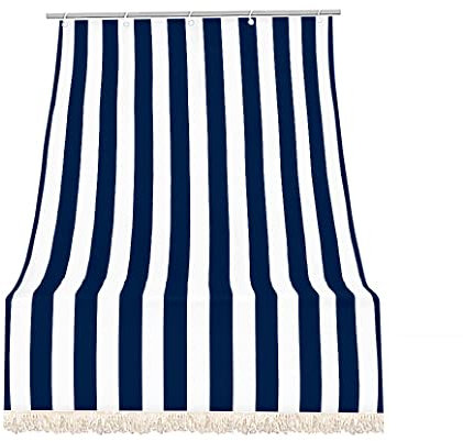 IlGruppone Tenda da Sole Tessuto Resistente per Esterno, Terrazzo, con Anelli Lavabile Frange Pizzo, da Balcone - Blu - 140x250 cm