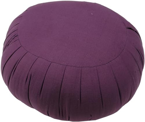 Rundes Meditationskissen, Yoga Kissen, Sitzkissen, Bodenkissen | Bequemes Kissen mit Kapokfüllung, stabiler Halt, griffiger Baumwollstoff, vegan, mit Trageschlaufe.