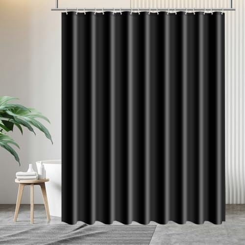 Daesar Duschvorhang Wasserdicht 100x200, Duschvorhang Anti Schimmel Waschbar Modern Schwarz Badewanne Vorhang Textil