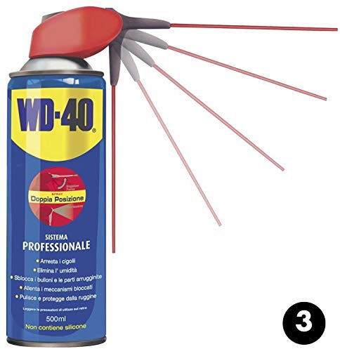 Olio multiuso WD-40 professionale da 500 ml, lubrificante, 500 g, pulisce, sgrassa, protegge e allontana l'umidità, vaporizzatore, previene la corrosione