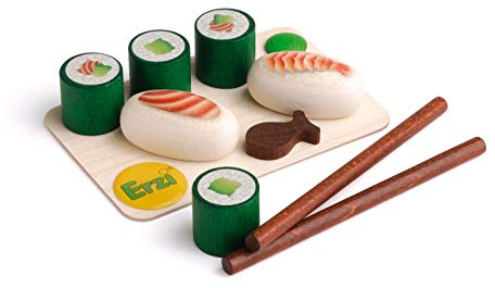 Erzi 16145 Sushi aus Holz, Kaufladenspielzeug für Kinder | Kaufmannsladen, Rollenspiele, Kreative Spielwelten gestalten