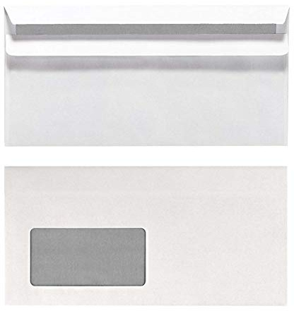 Herlitz Briefumschlag DIN Lang, Selbstklebend mit Fenster, 100 Stück mit Innendruck in Folienpackung, eingeschweißt, weiß (2x 100 Stück)