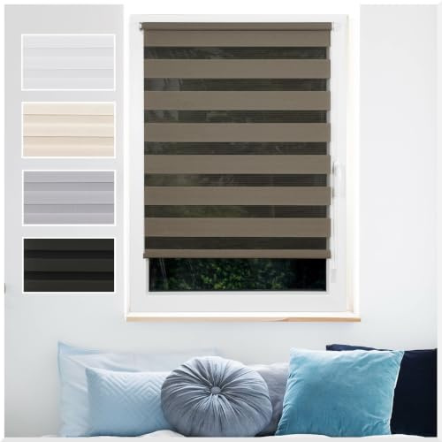 ondeco® Doppelrollo Klemmfix ohne Bohren Blickdicht Braun 80x160 cm