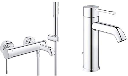 GROHE Essence | Badarmaturen - Einhand-Wannenbatterie, DN 15 | chrom | 33628001 & Essence | Badarmatur - Waschtischarmatur, S-Size | chrom | 23589001