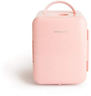 CREATE / FRIDGE MINI BOX/Mini réfrigérateur Rose Pastel/Fonction chaud/froid, design rétro, portable, ouverture 220º, 4L, 48W