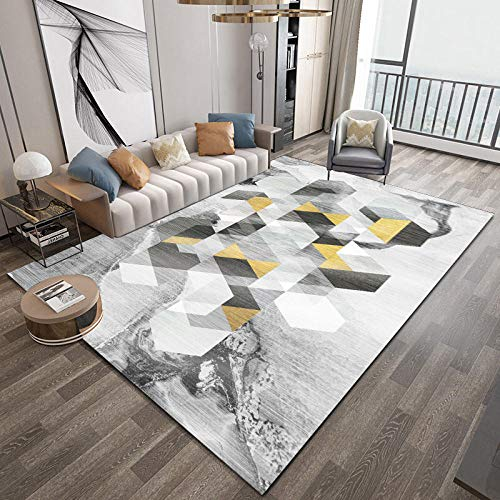 Wohnzimmer Teppich Kurzflor Orient Teppiche Goldene Schwarze Dreiecksgeometriefür Schlafzimmer Esszimmer, Kinderzimmer, Heimdekor 120x180CM (4'0''x6'0'')
