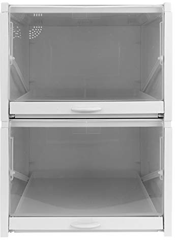 Schuhboxen Transparent Aufbewahrungsboxen für Schuhe Schuh-Organizer Stapelbar Schuhboxen mit Deckel Schuhe Schublade Schuhkarton Aufbewahrungsbox für Frauen/Männer (2 Etage,23,5 x 33,2 x 14,1 cm)