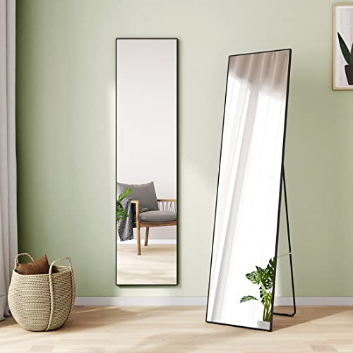 S'AFIELINA Ganzkörperspiegel Schwarz Standspiegel 160× 40 × 2 cm (H × B × T) Schwarz Metallrahmen Rahmen HD großer Standspiegel für Ankleidezimmer, Schlafzimmer, Wohnzimmer